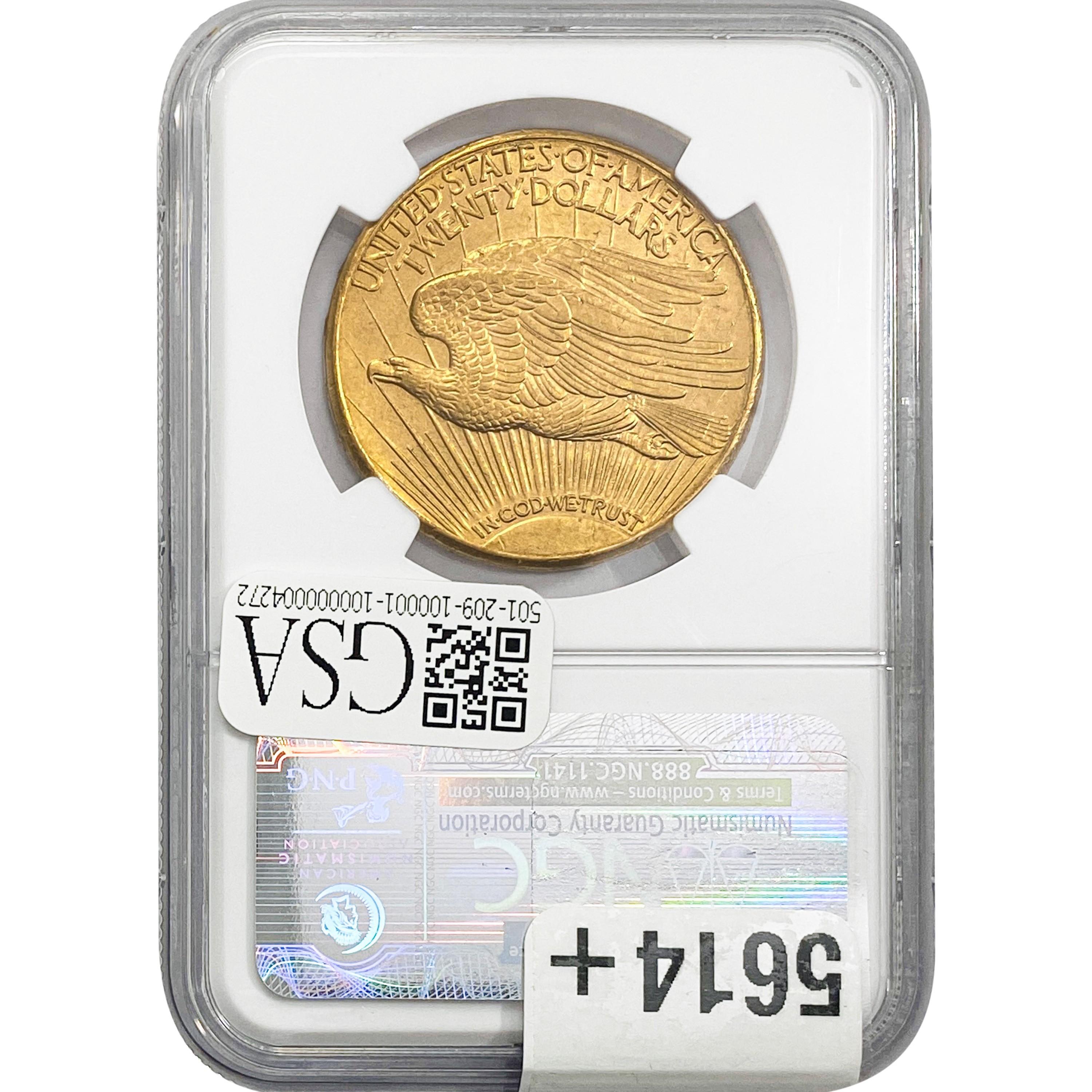 1911-D $20 Gold Double Eagle NGC MS63