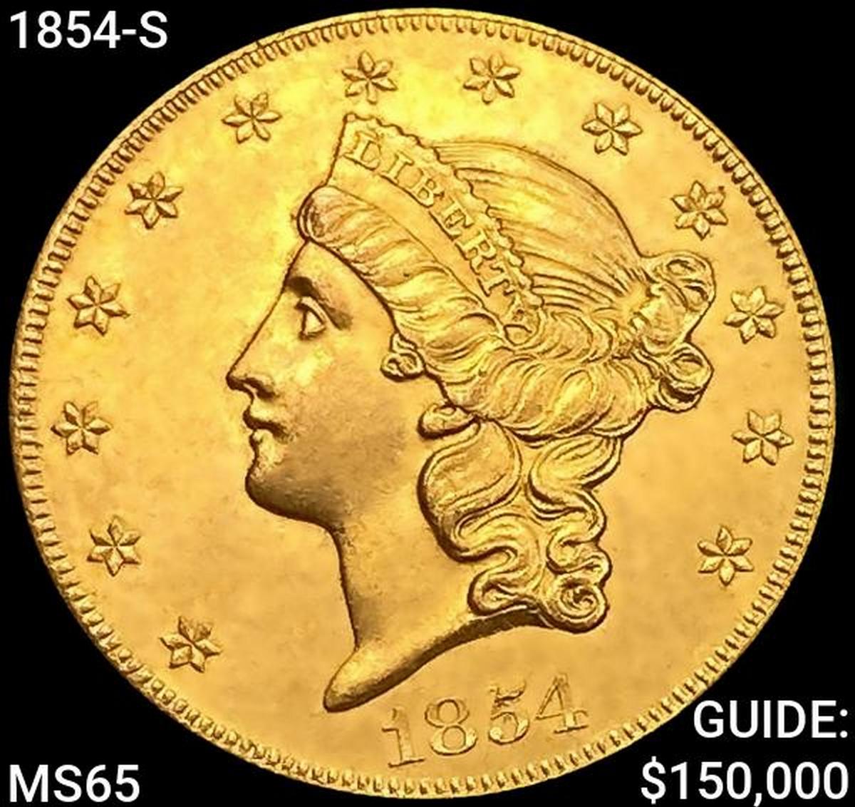 1854-S $20 Gold Double Eagle
