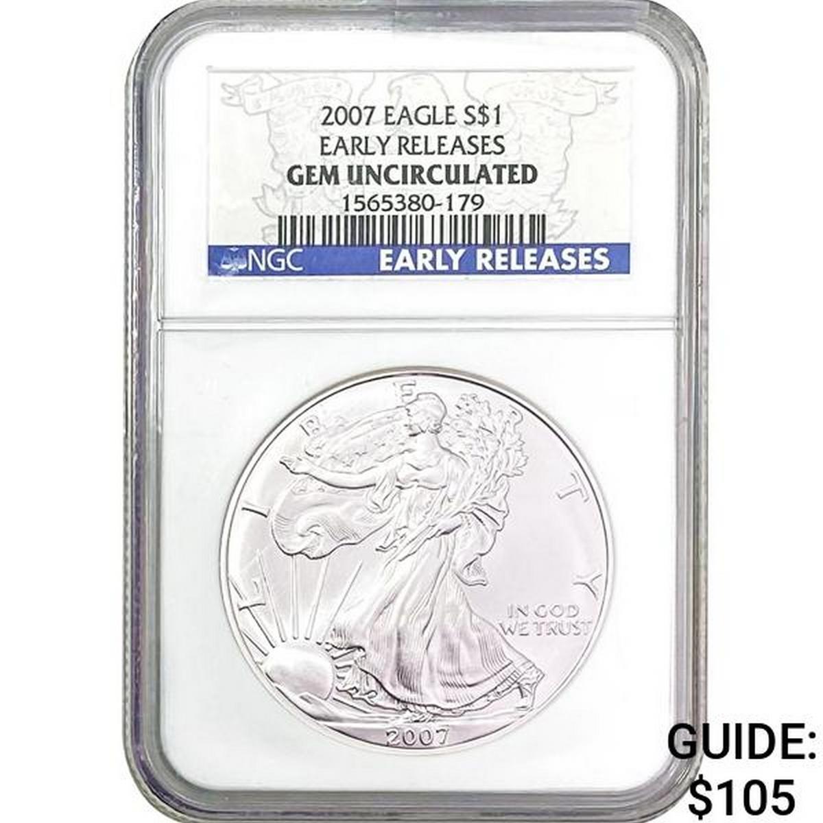 2007 $1 Silver Eagle NGC Gem Unc