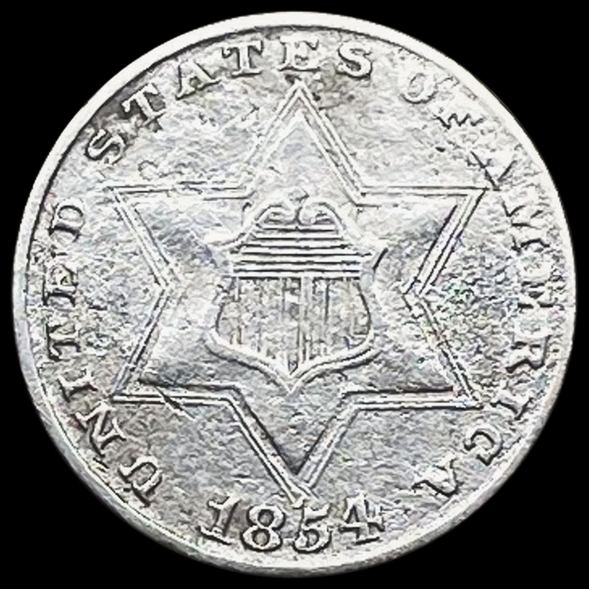 1854 Three-Cent Silver Piece CLOSELY UNCIRCULATED