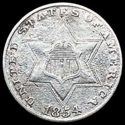 1854 Three-Cent Silver Piece CLOSELY UNCIRCULATED