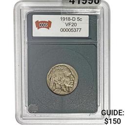 1918-D Buffalo Nickel CCGS VF20
