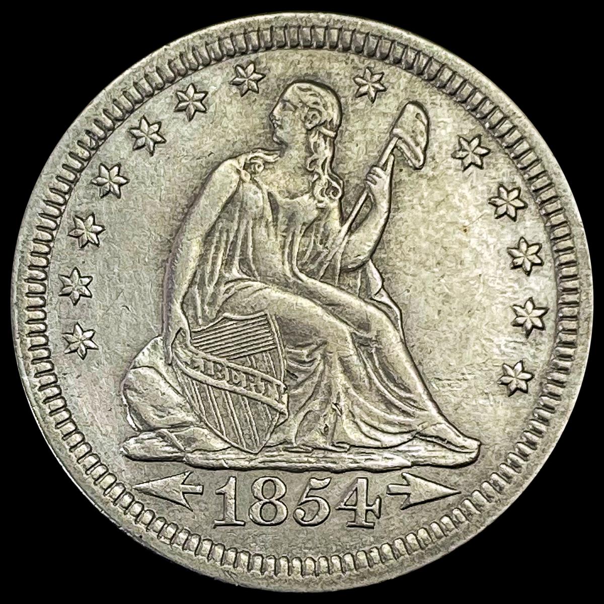 1854 Arrows Seated Liberty Quarter CLOSELY UNCIRCULATED