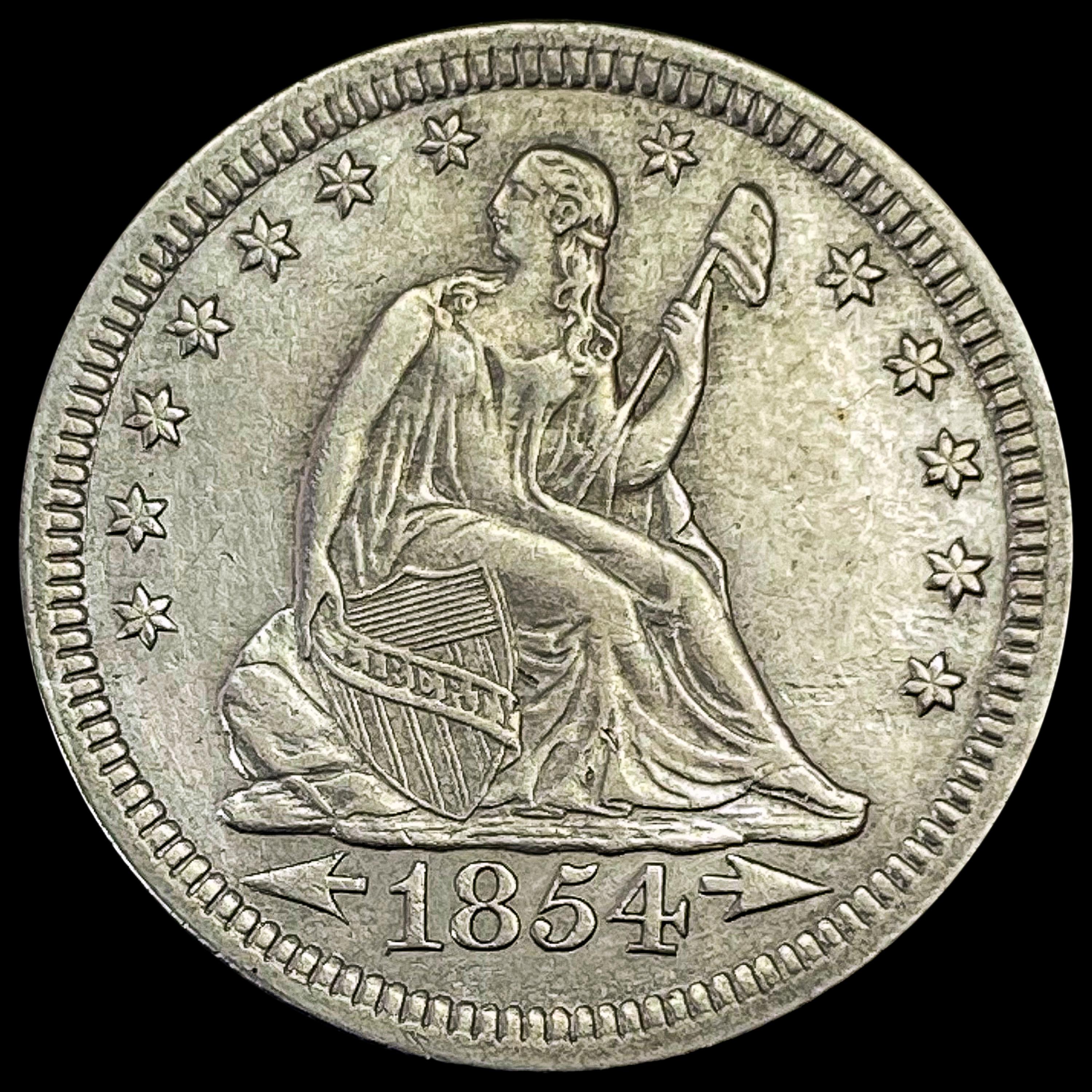 1854 Arrows Seated Liberty Quarter CLOSELY UNCIRCULATED