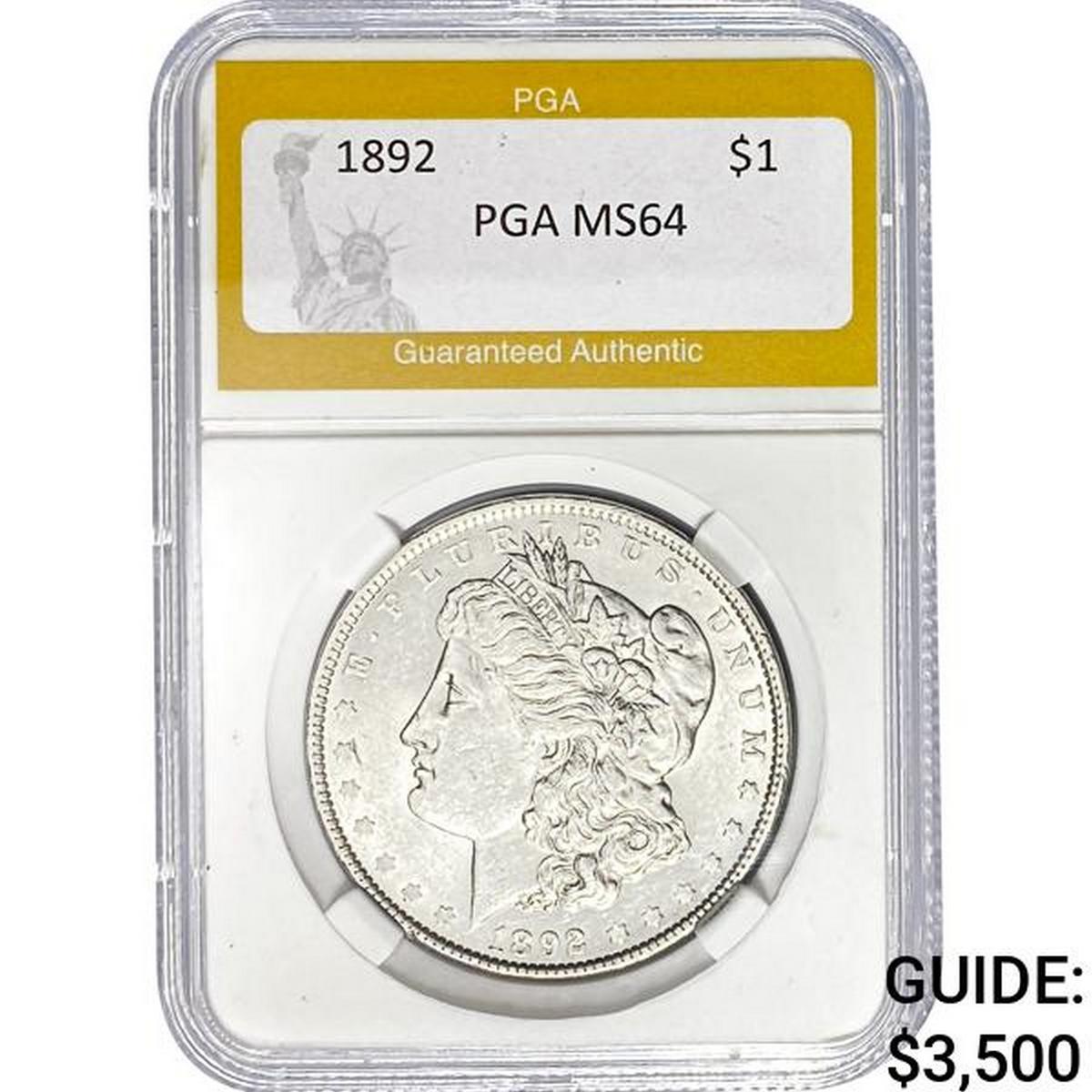 1892 $1 Morgan Dollar PGA MS64
