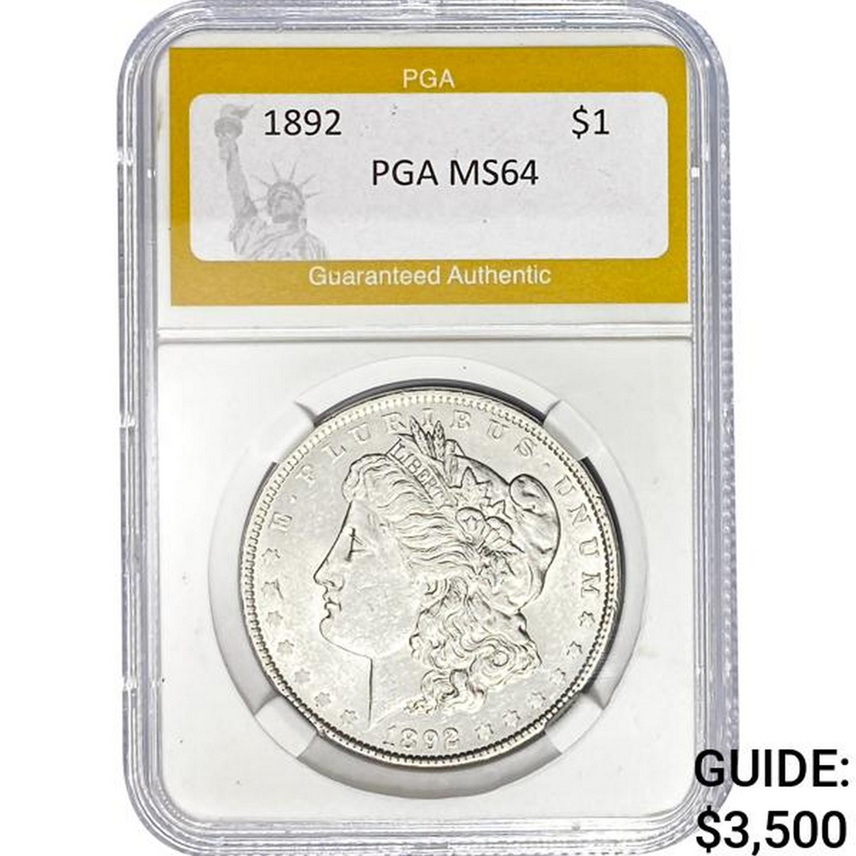 1892 $1 Morgan Dollar PGA MS64