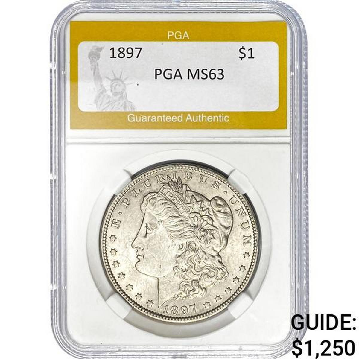1897 $1 Morgan Dollar PGA MS63