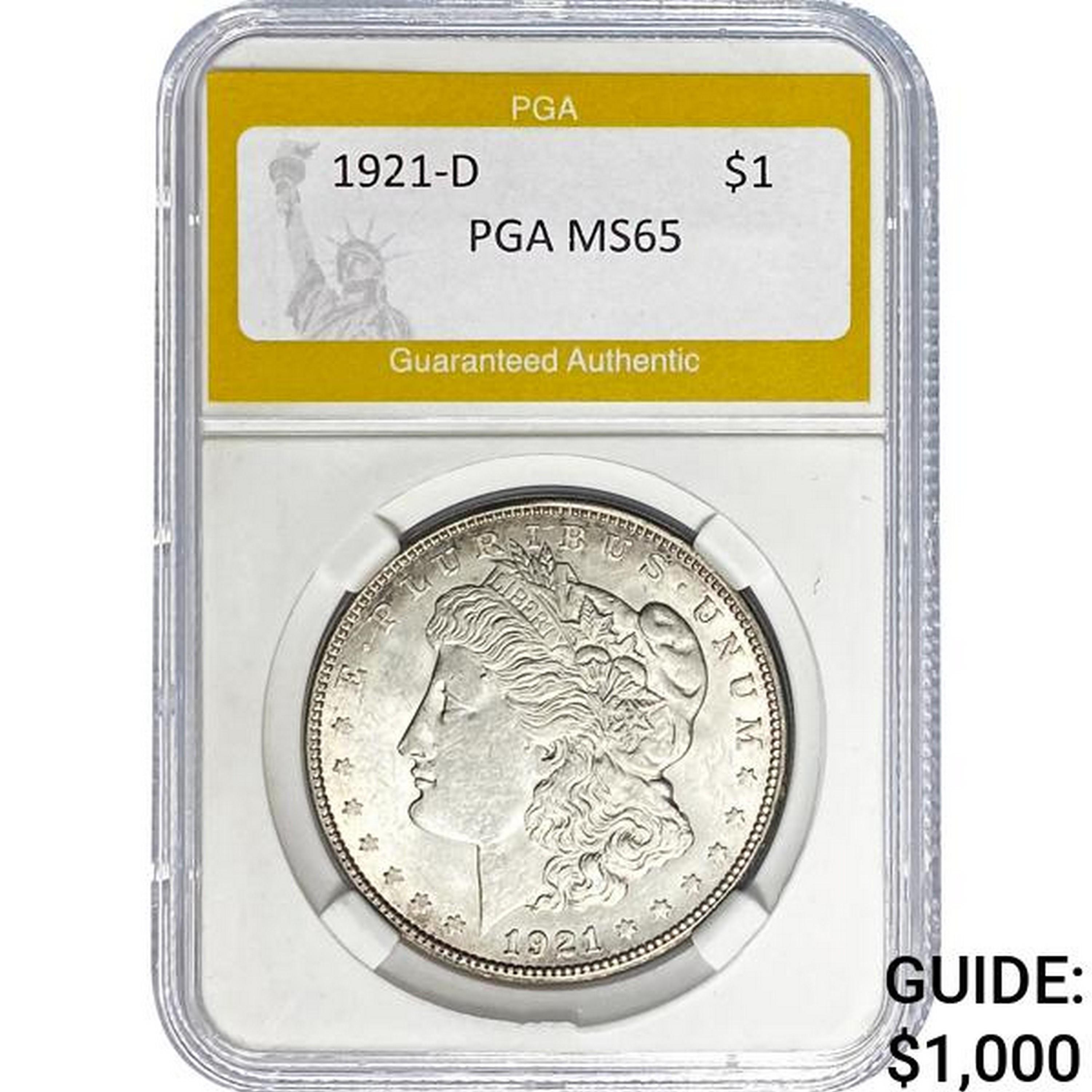 1921-D Morgan Dollar PGA MS65