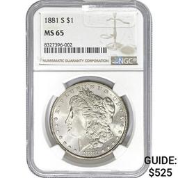1881-S $1 NGC MS65