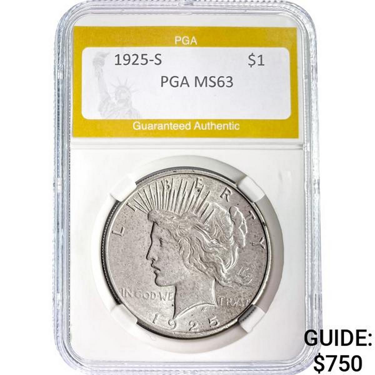 1925-S Peace Dollar PGA MS63