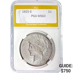 1925-S Peace Dollar PGA MS63