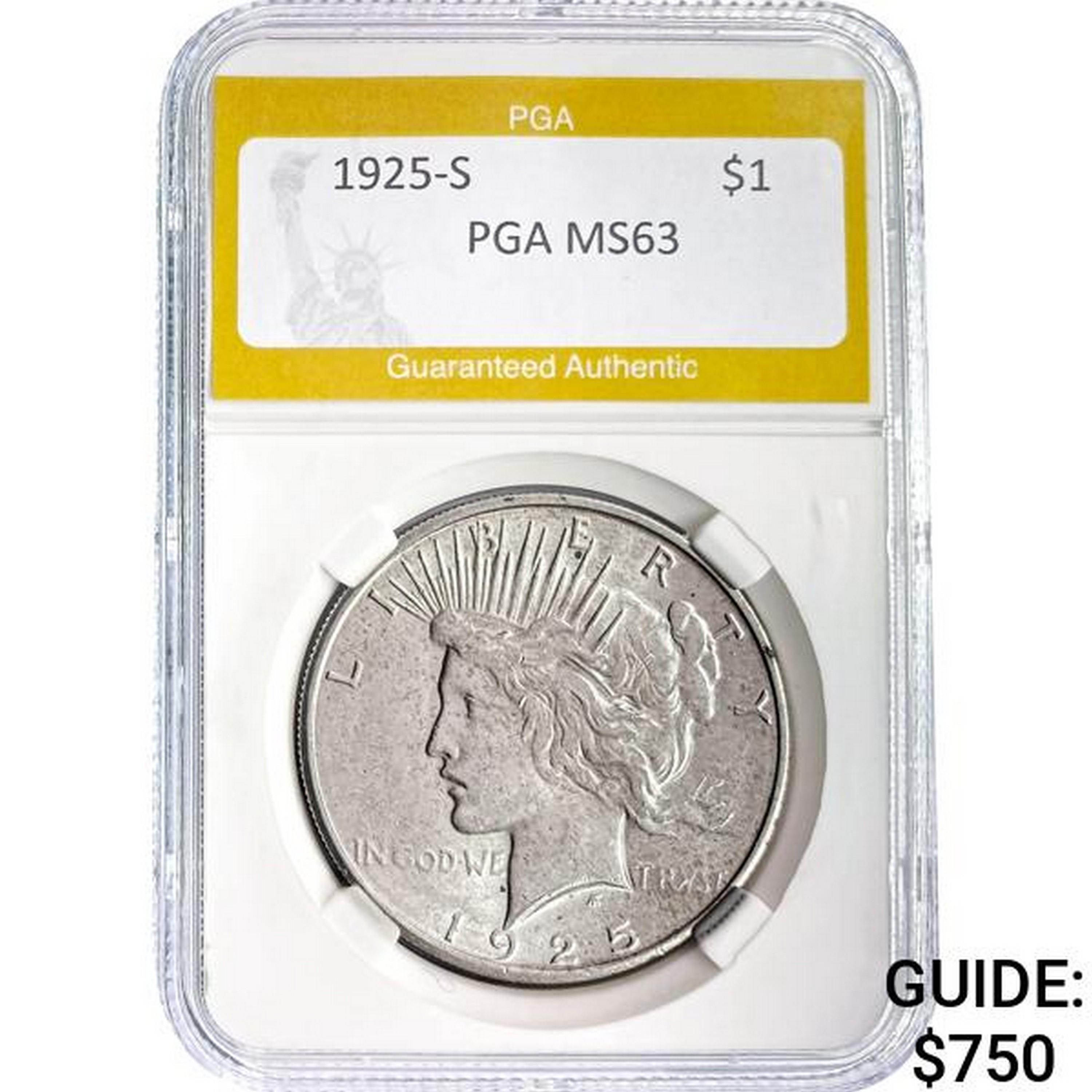 1925-S Peace Dollar PGA MS63