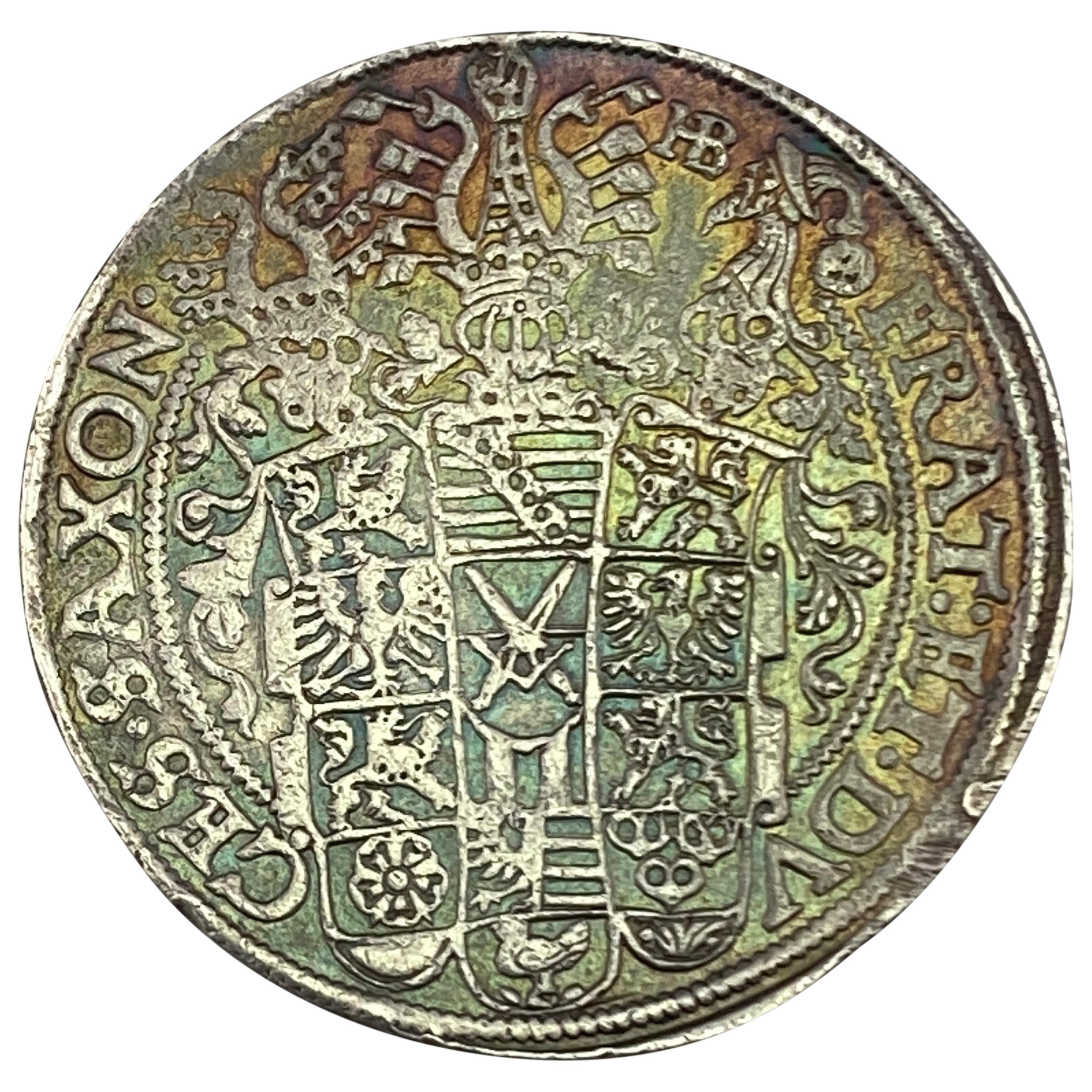 1596-HB Saxony Silver Thaler 3 Brothers CLOSELY UNCIRCULATED