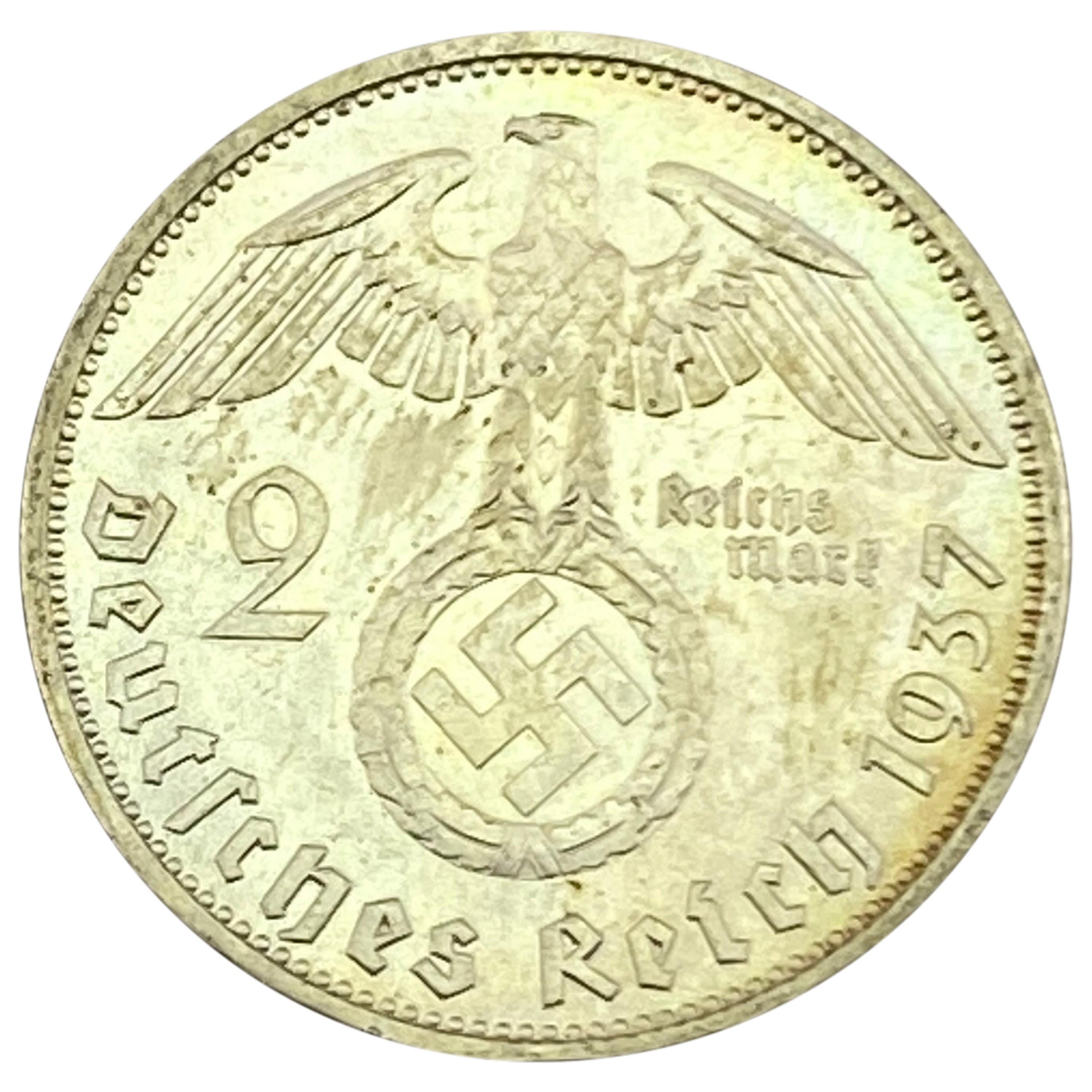 1937-A Germany Silver 2 Reichsmark UNCIRCULATED