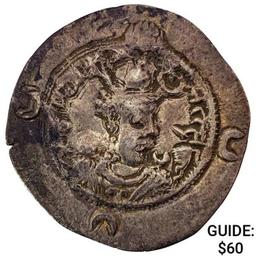 Sasanian Khusro I 531-579 AD Silver Drachm NEARLY UNCIRCULATED
