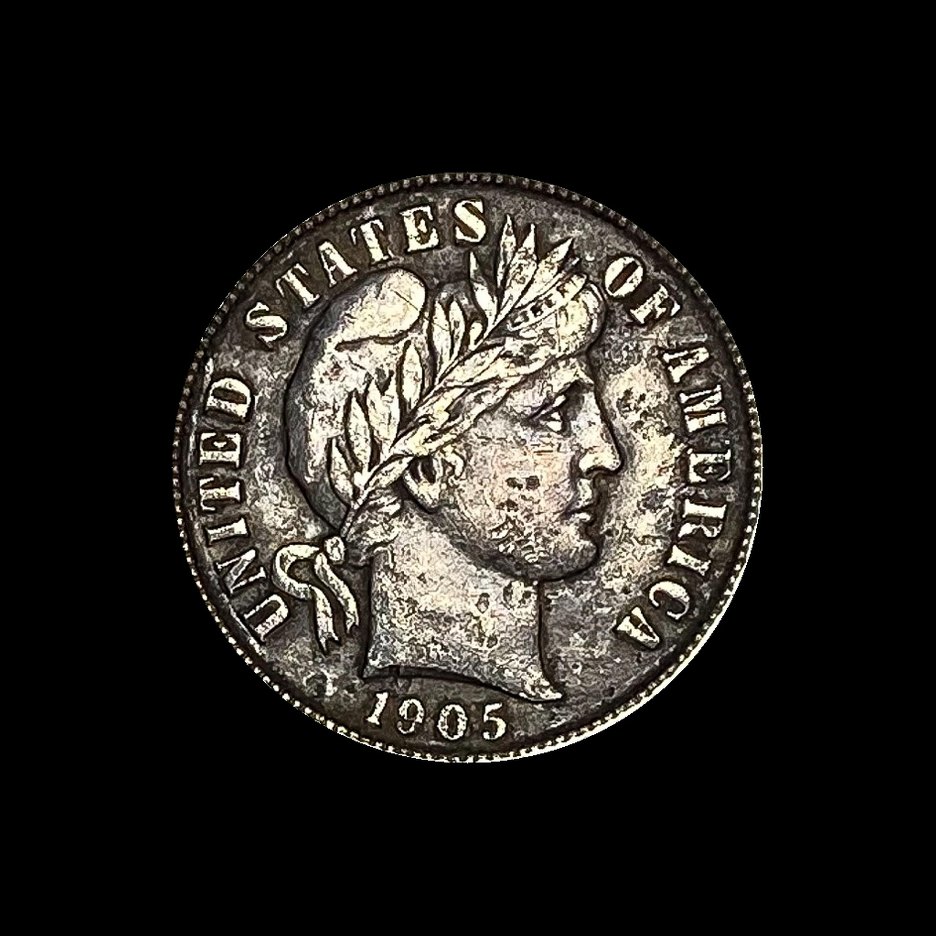 1905-S Silver Barber Dime LIGHTLY CIRCULATED