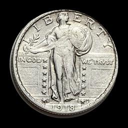 1918-S Silver Standing Liberty Quarter CLOSELY UNCIRCULATED