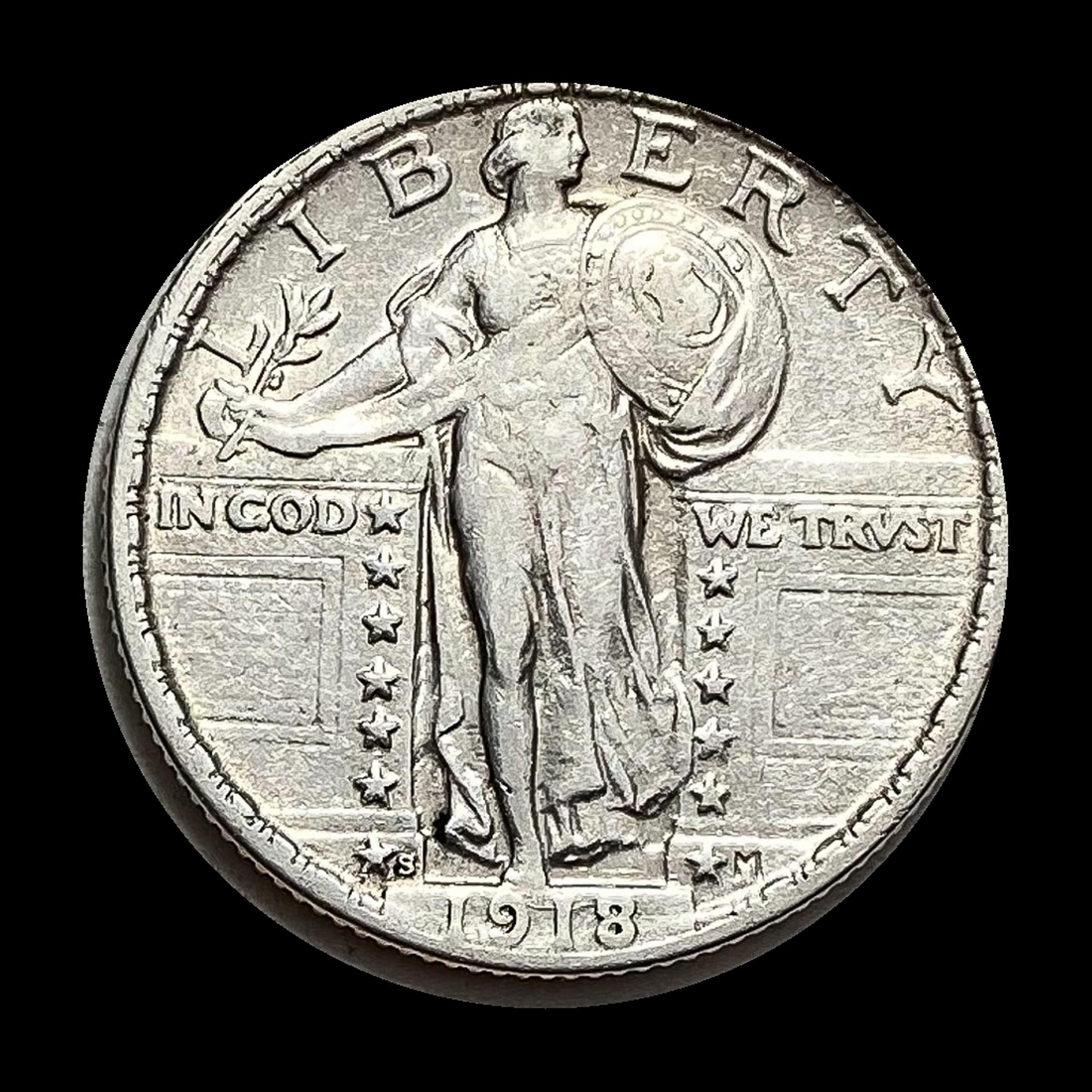 1918-S Silver Standing Liberty Quarter CLOSELY UNCIRCULATED