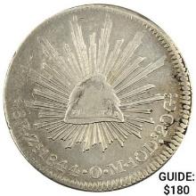 1844Zs OM Mexico Silver 8 Reales CLOSELY UNCIRCULATED
