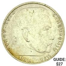 1937-A Germany Silver 2 Reichsmark UNCIRCULATED