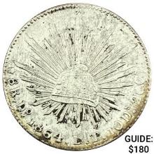 1864Do LT Mexico Silver 8 Reales NEARLY UNCIRCULATED