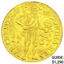1767 Netherlands .1106oz Gold Ducat NEARLY UNCIRCULATED