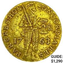1763 Netherlands .1106oz Gold Ducat NEARLY UNCIRCULATED