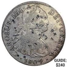 1804Mo TH Mexico Silver 8 Reales ABOUT UNCIRCULATED