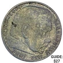 1938-B Germany Silver 2 Reichsmark CHOICE AU