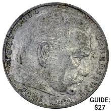 1939-G Germany Silver 2 Reichsmark CHOICE AU