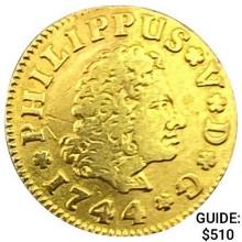 1744 Spain .0498oz Gold 1/2 Escudo LIGHTLY CIRCULATED