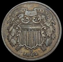 1864 Two-Cent Piece NEARLY UNCIRCULATED