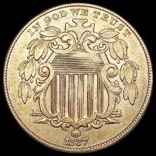1867 No Rays Shield Nickel CLOSELY UNCIRCULATED