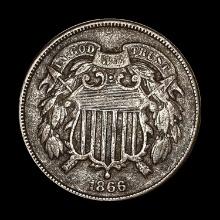 1866 Two-Cent Piece Copper CLOSELY UNCIRCULATED