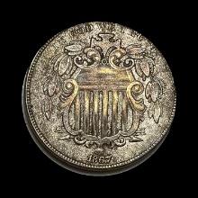 1867 Shield Nickel NEARLY UNCIRCULATED