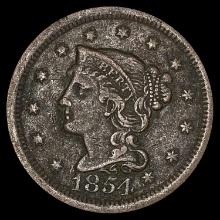 1854 Braided Hair Large Cent CHOICE BU