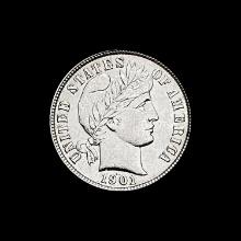 1901 Barber Dime LIGHTLY CIRCULATED