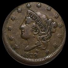 1839 Coronet Head Large Cent LIGHTLY CIRCULATED