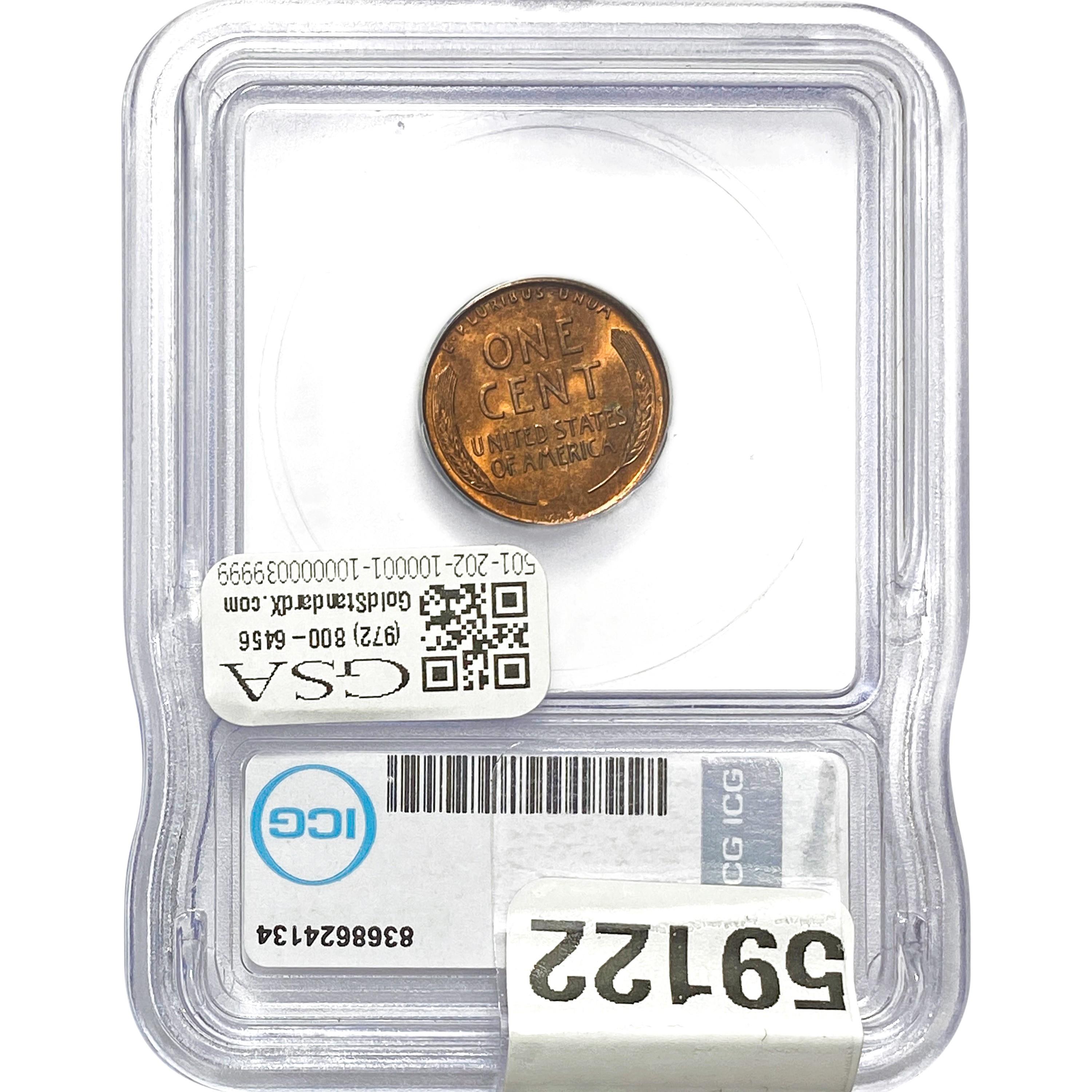 1909 VDB Lincoln Cent ICG MS64 RB