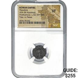 Roman Theodora c.AD 337-340 AE4 BI Nummus NGC