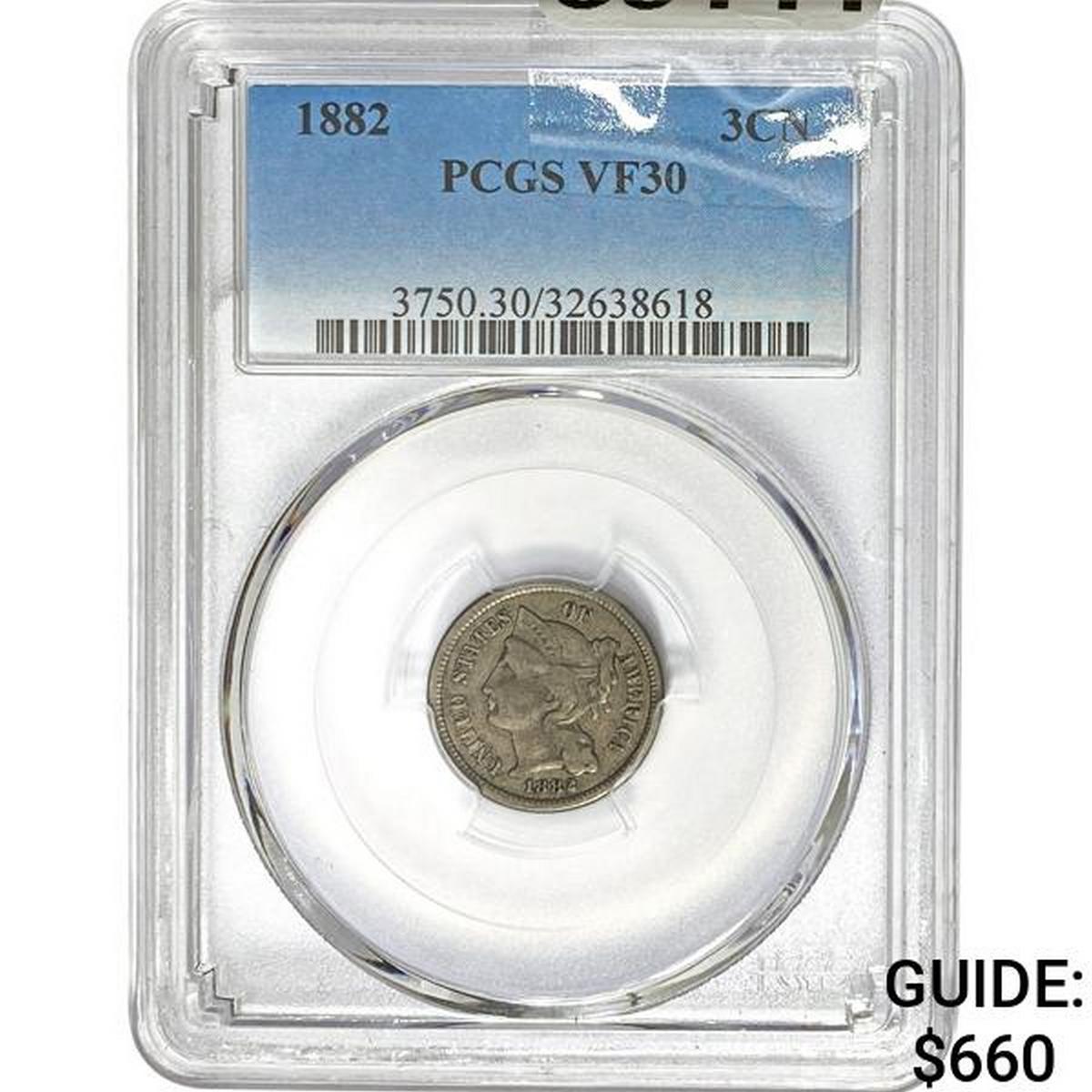 1882 3 Cent Nickel PCGS VF30