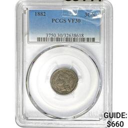 1882 3 Cent Nickel PCGS VF30