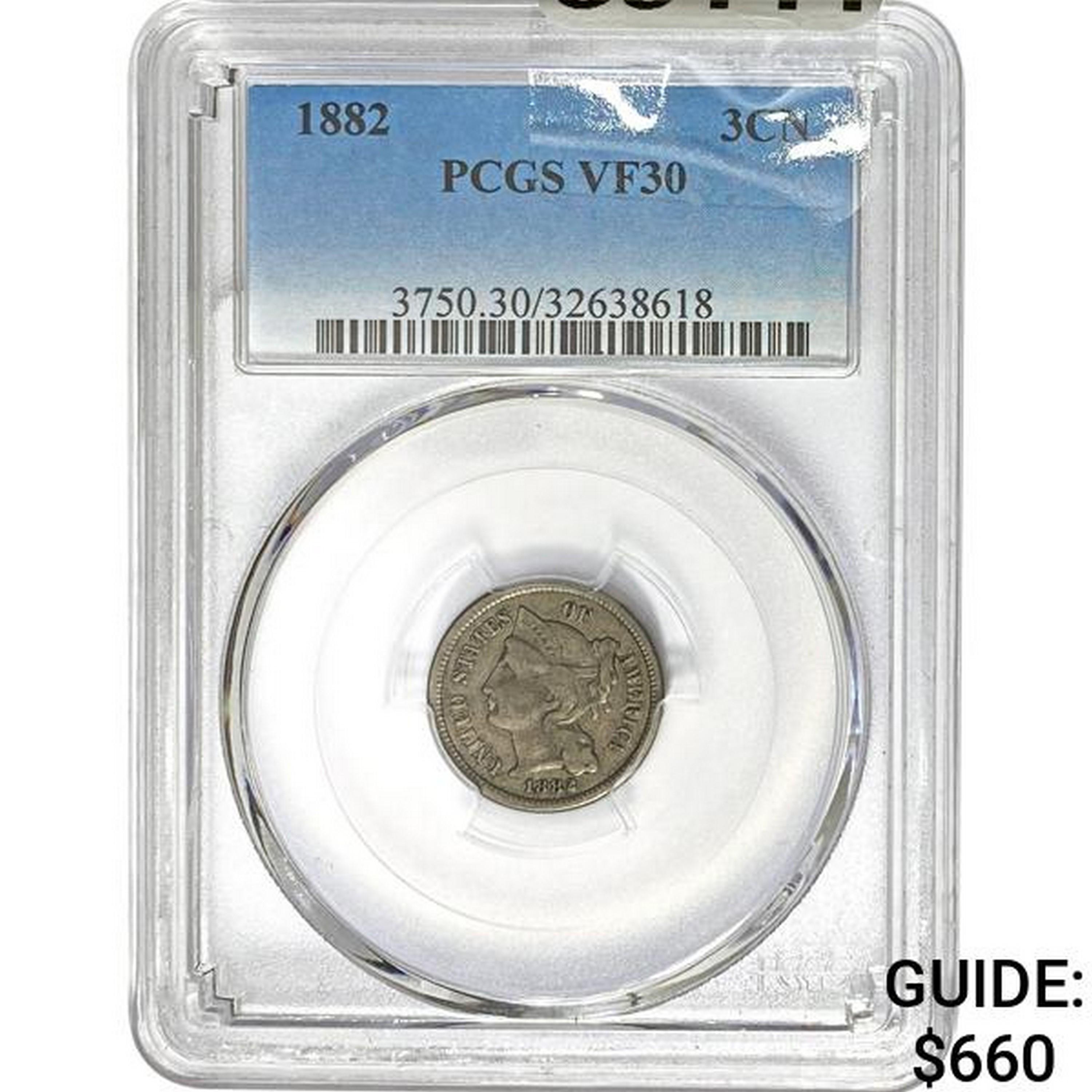 1882 3 Cent Nickel PCGS VF30