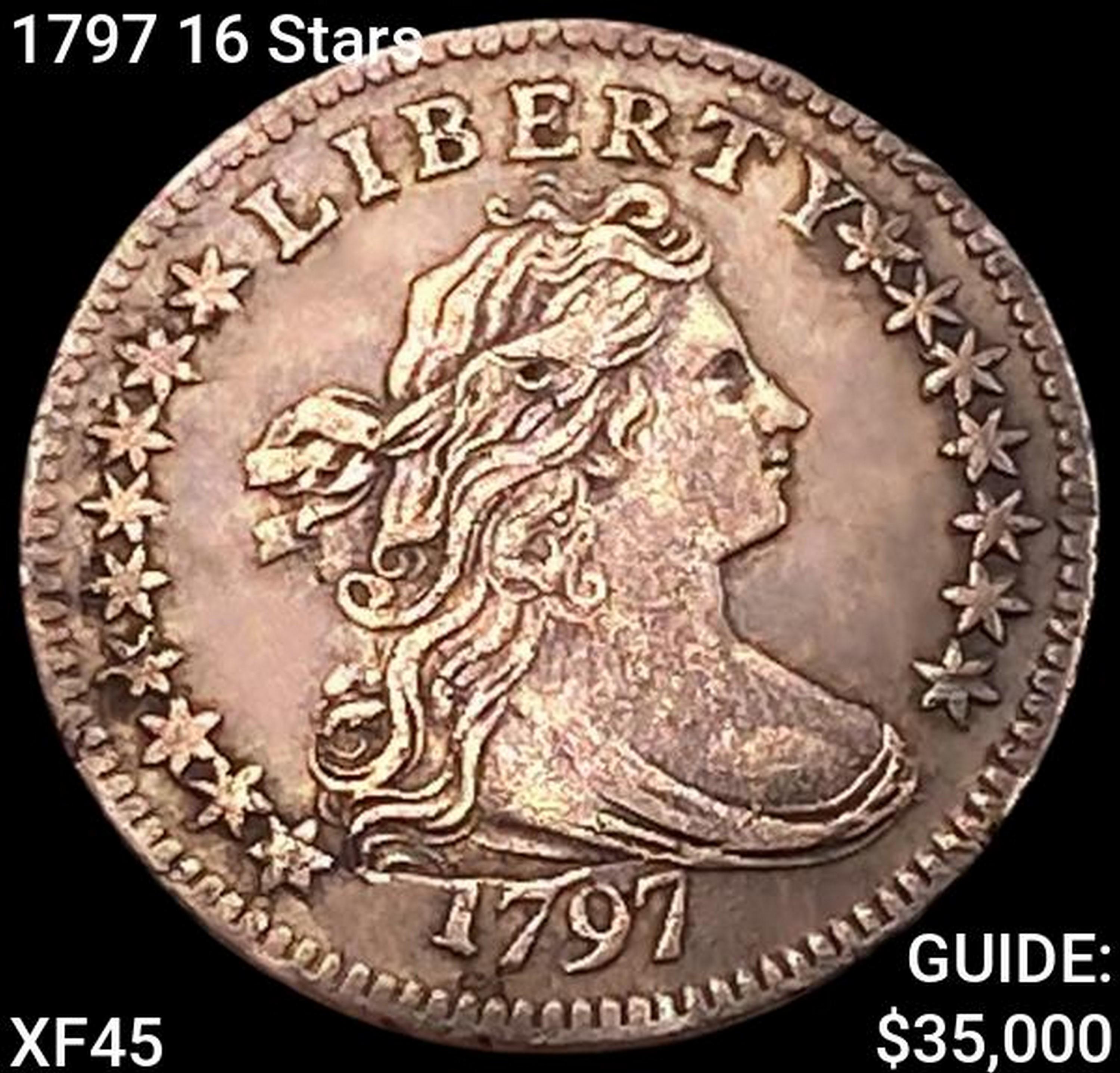 1797 16 Stars Draped Bust Dime NEARLY UNCIRCULATED