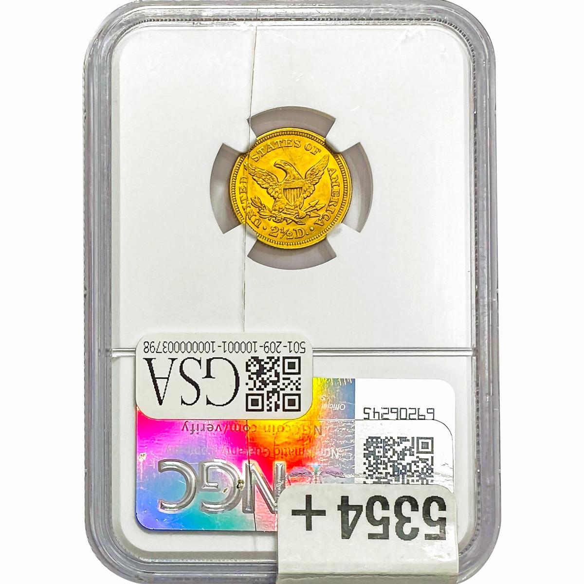 1861 $2.50 Gold Quarter Eagle NGC MS61 Type 1