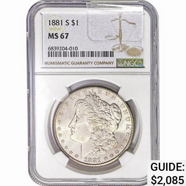 1881-S Morgan Silver Dollar NGC MS67