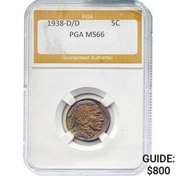 1938-D/D Buffalo Nickel PGA MS66