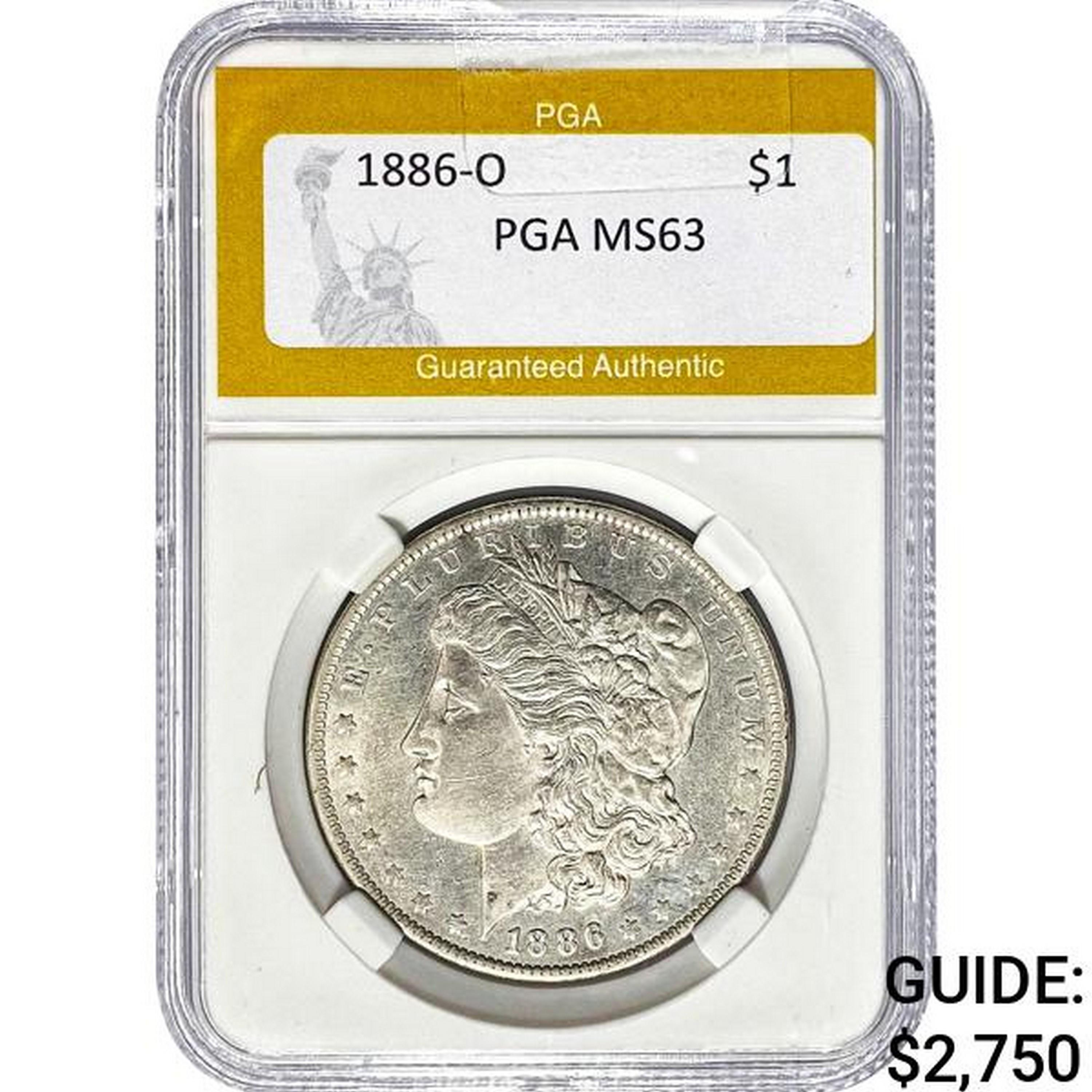 1886-O Morgan Silver Dollar PGA MS63