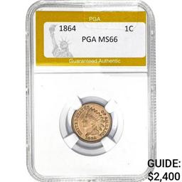 1864 Indian Head Cent PGA MS66