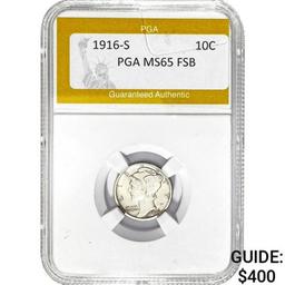 1916-S Mercury Dime PGA MS65 FSB